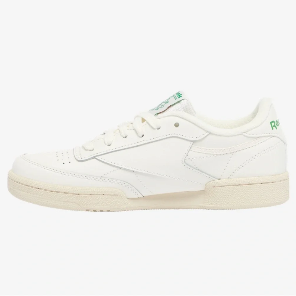 Reebok Kids Club C Vintage Sneakers in Off-White with Green and Red Accents